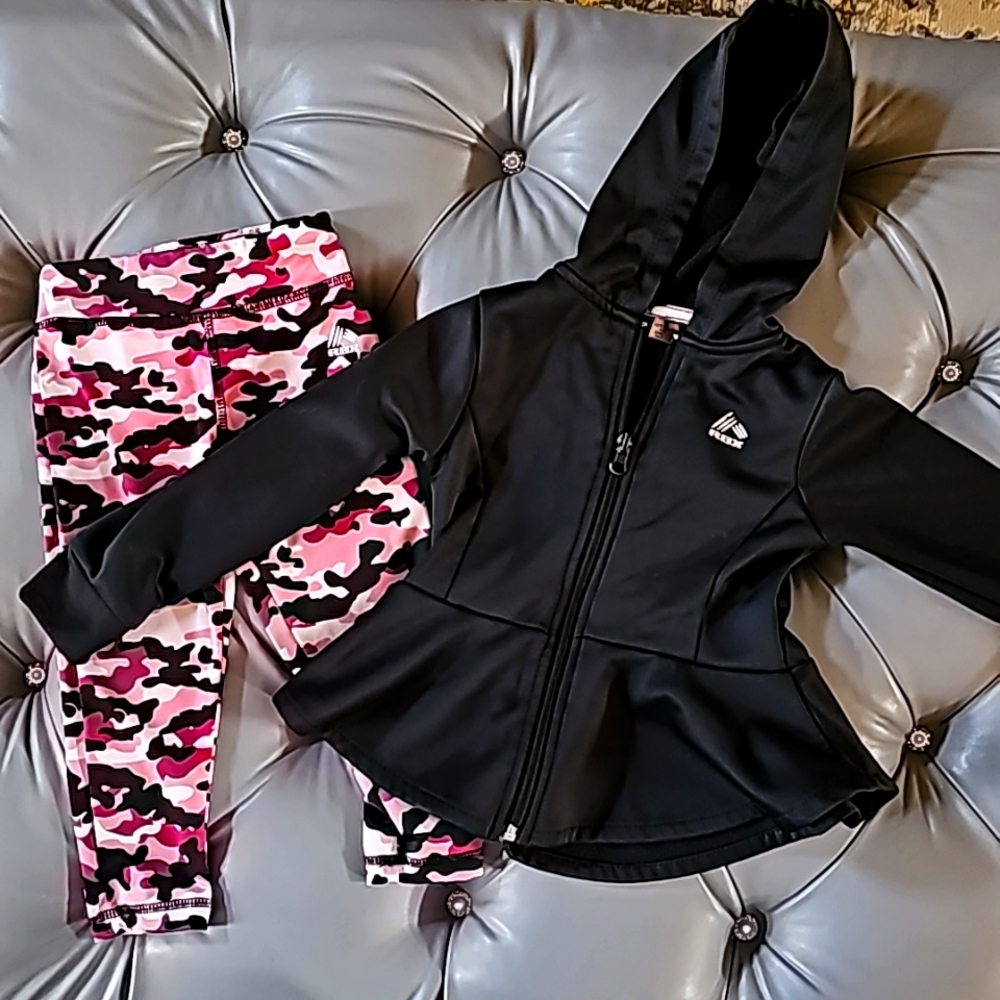 Girls RBX set camo leggings with peplum jacket EUC